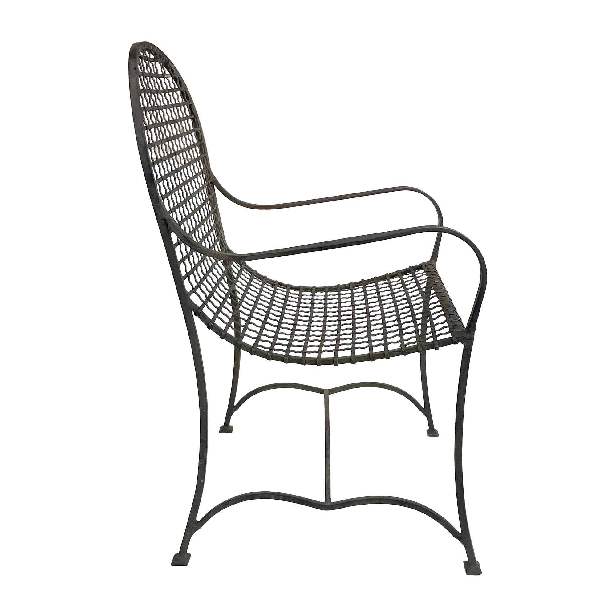 Pair of Woven Wrought Iron Garden Chairs