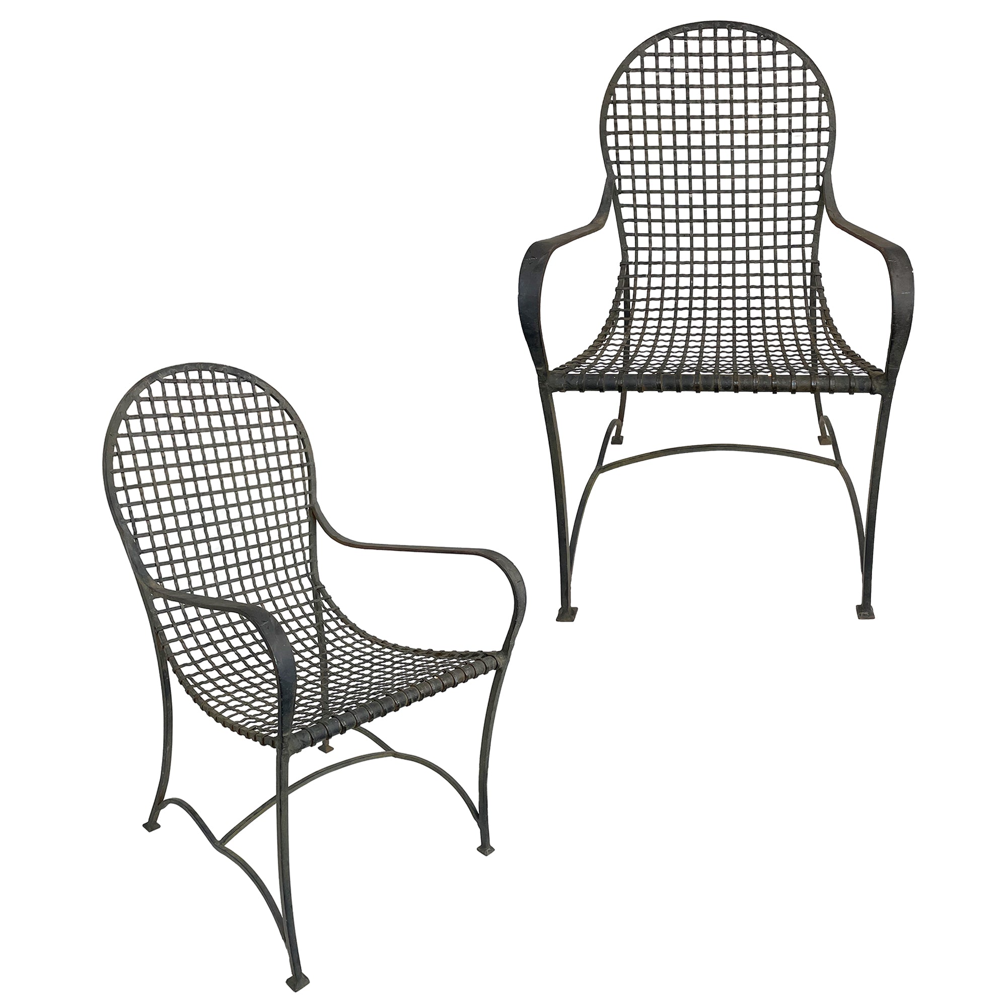 Pair of Woven Wrought Iron Garden Chairs