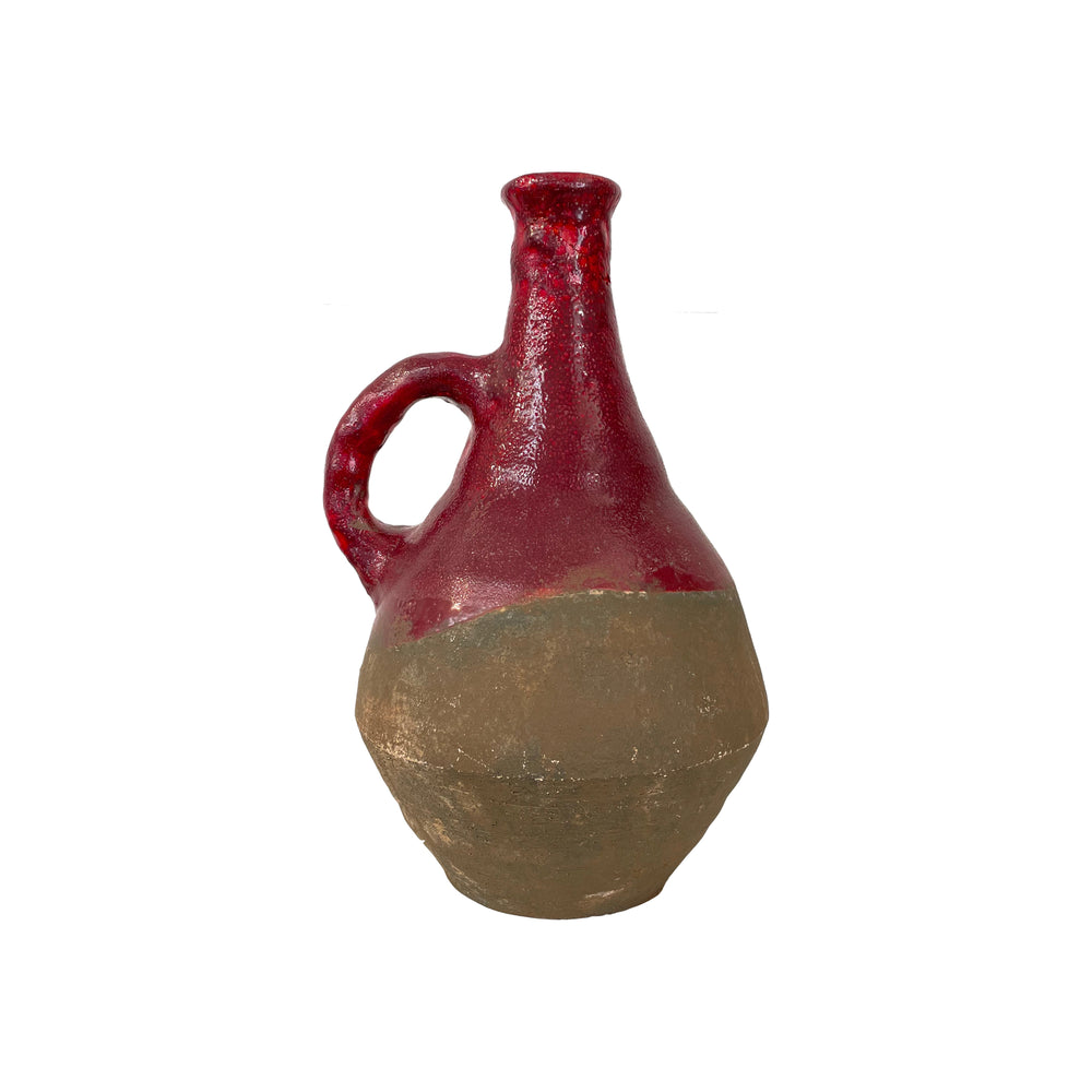 Partially-Glazed Single-Handle Studio Ceramic Vase