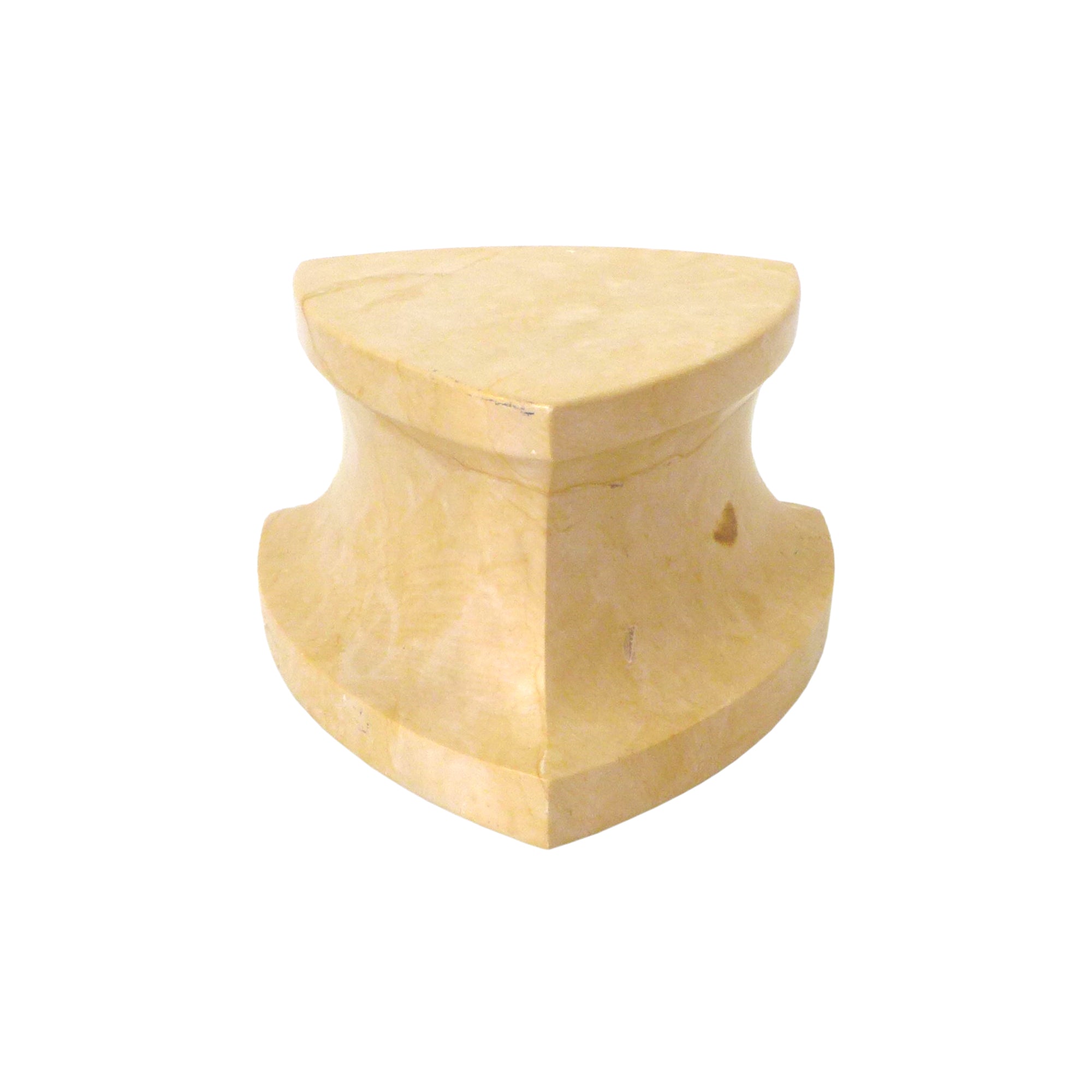 Petite Escutcheon Shape Solid Marble Pedestal