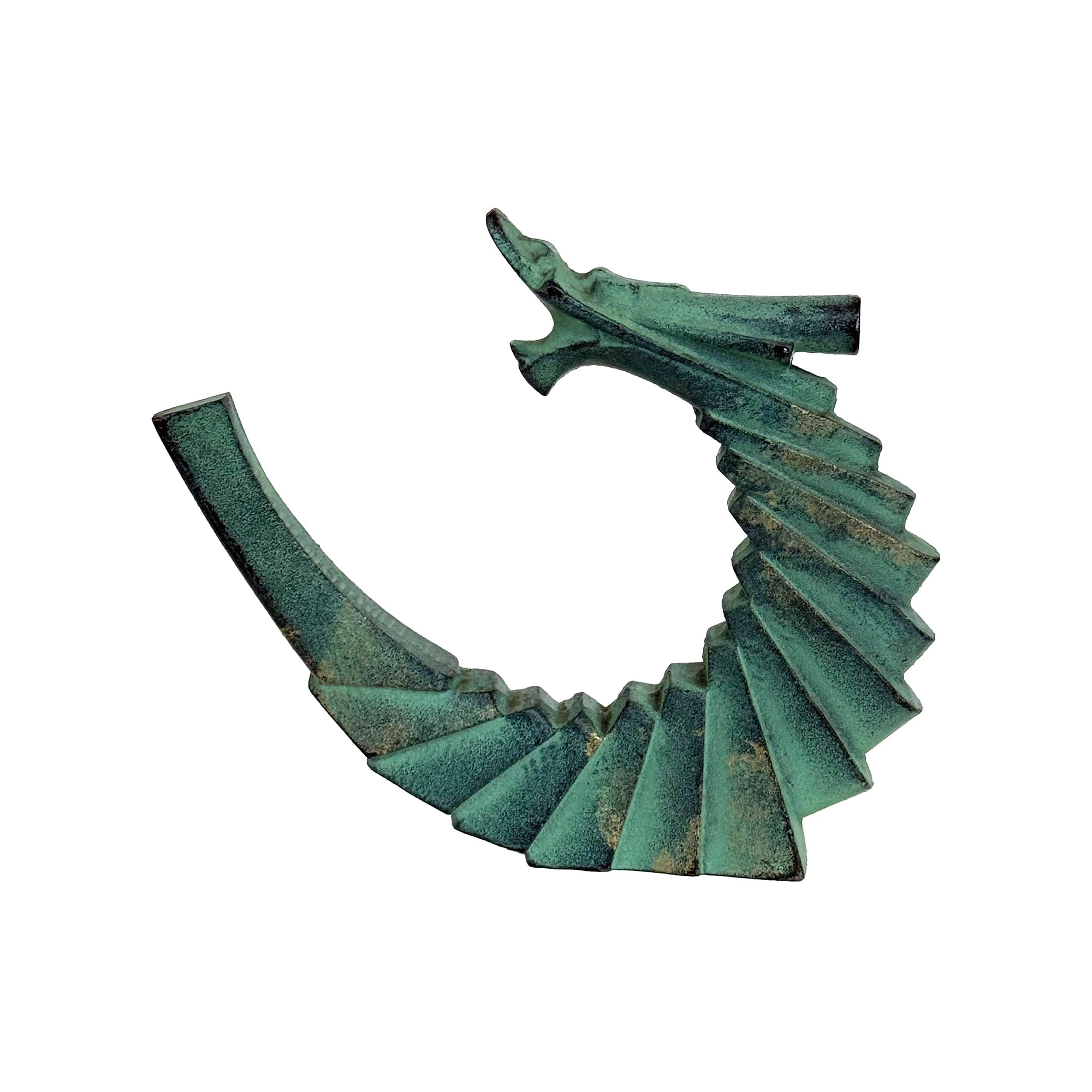 Petite Japanese Cast Bronze Dragon with Applied Patina