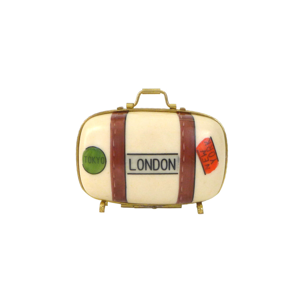 Petite Limoges Ceramic Suitcase Pill Box