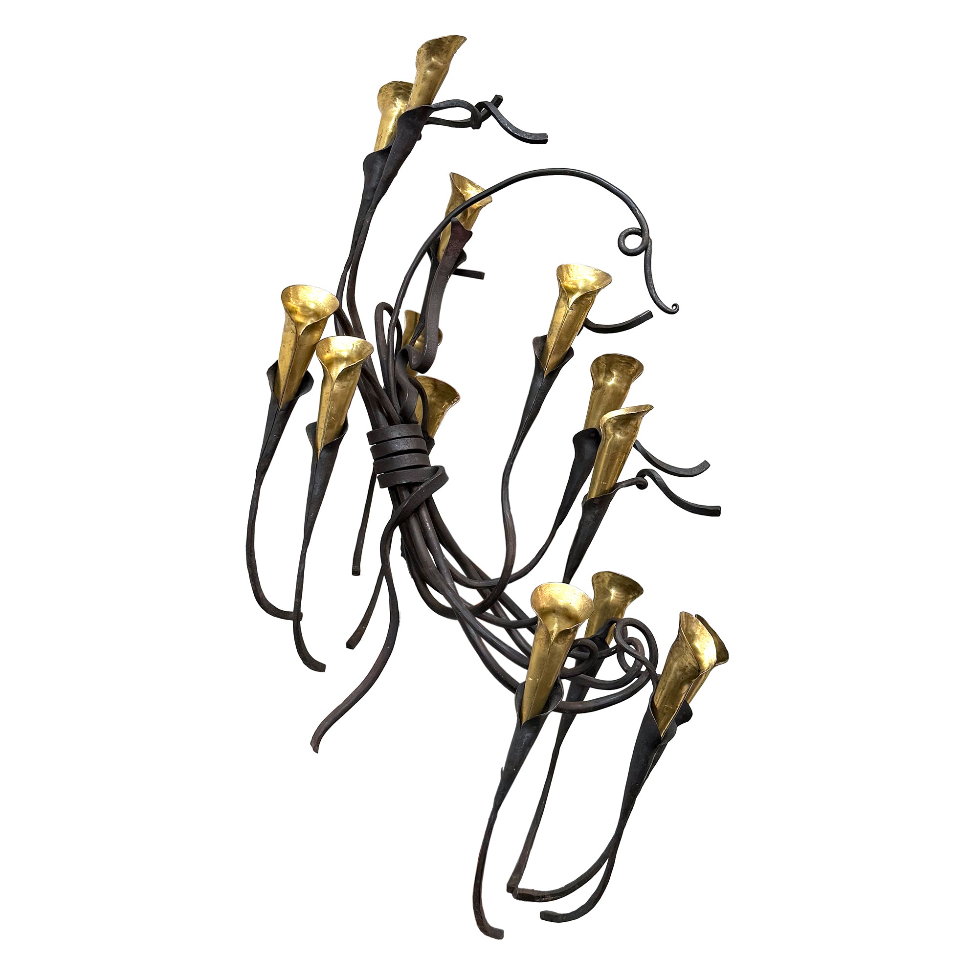 Phylomorphic Brass & Wrought Iron Candelabrum Wall Sconce by Jack Brubaker