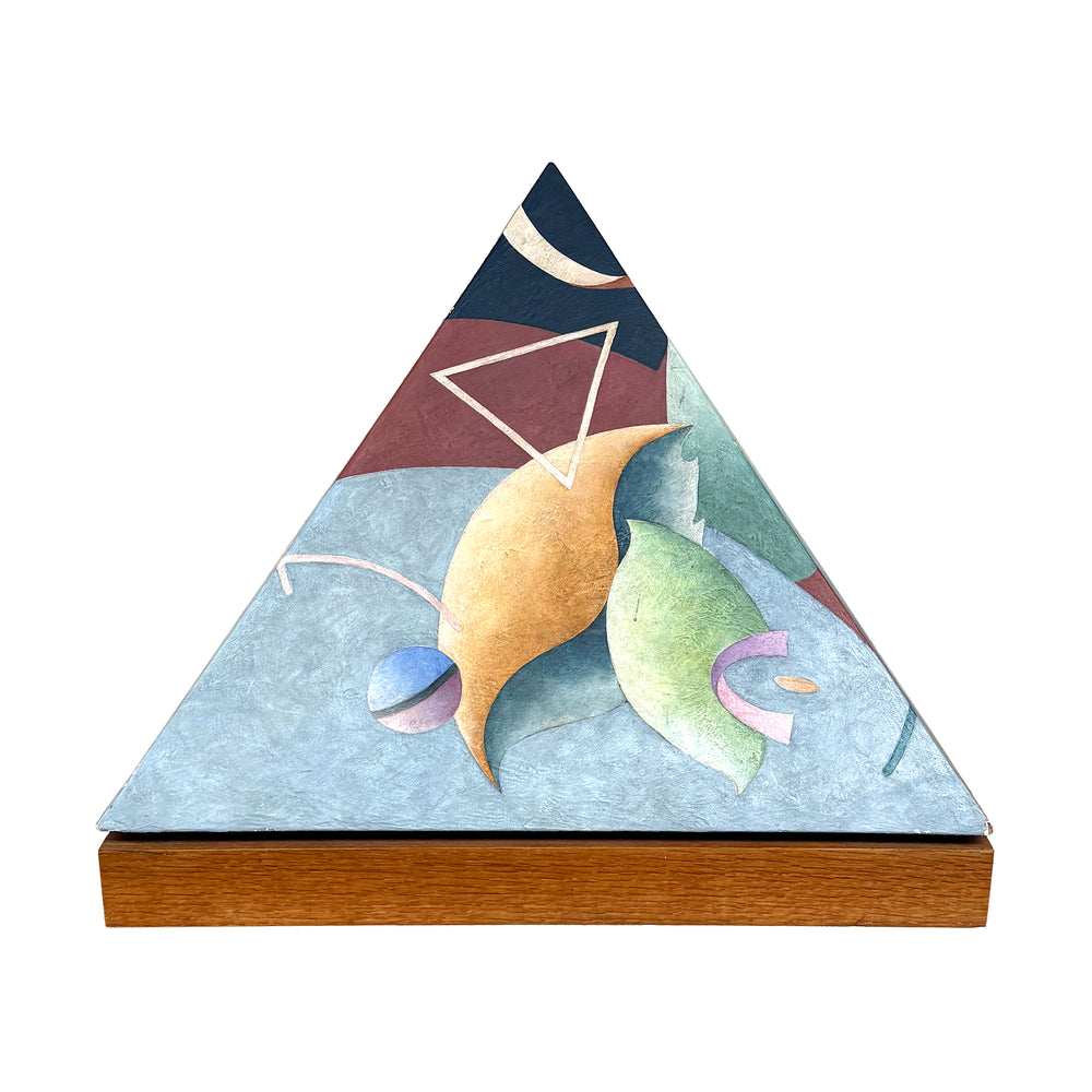 Post-Modern Painted Rotating Pyramid Sculpture
