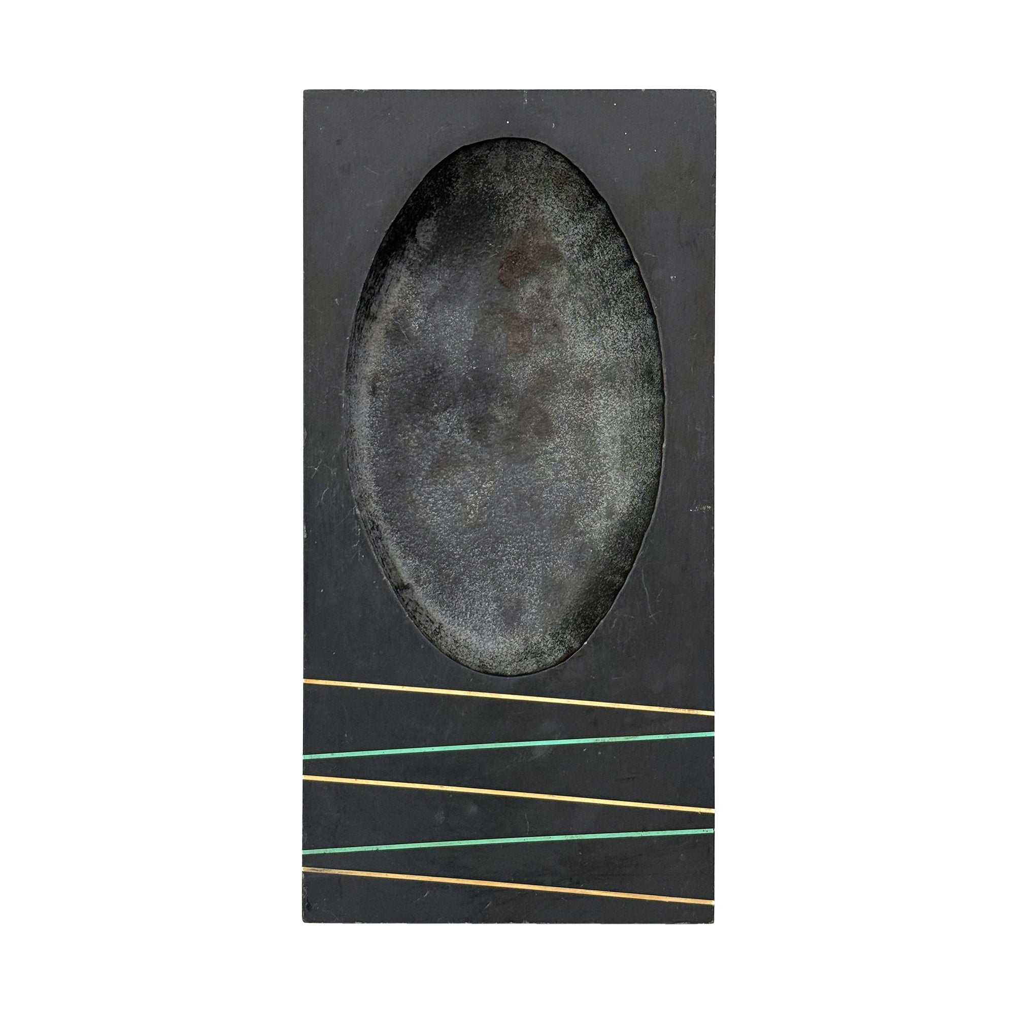 Rectilinear Slate Catch-All with Stripe Detail