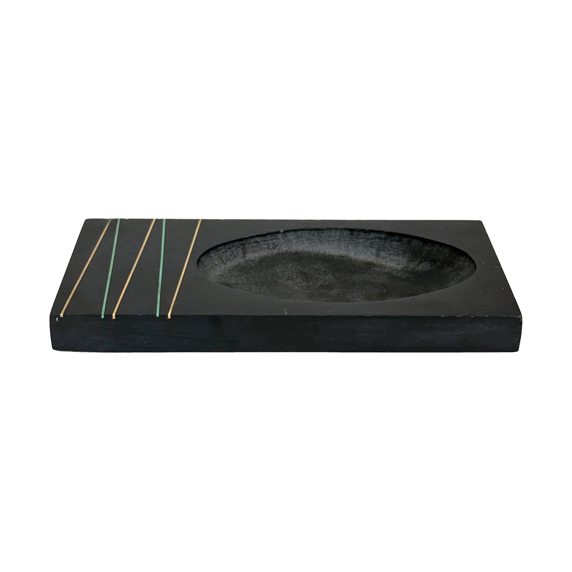 Rectilinear Slate Catch-All with Stripe Detail