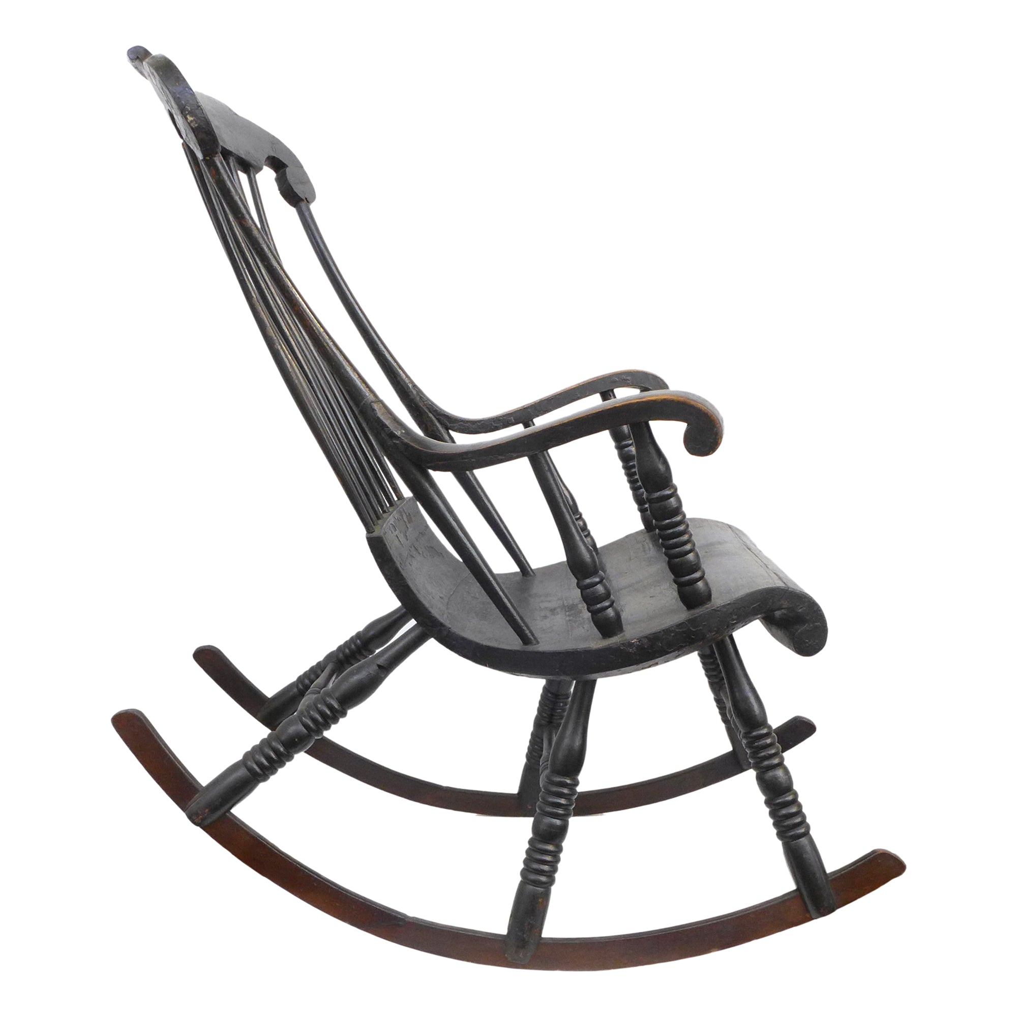 Italian Turned Wood Rocking Chair