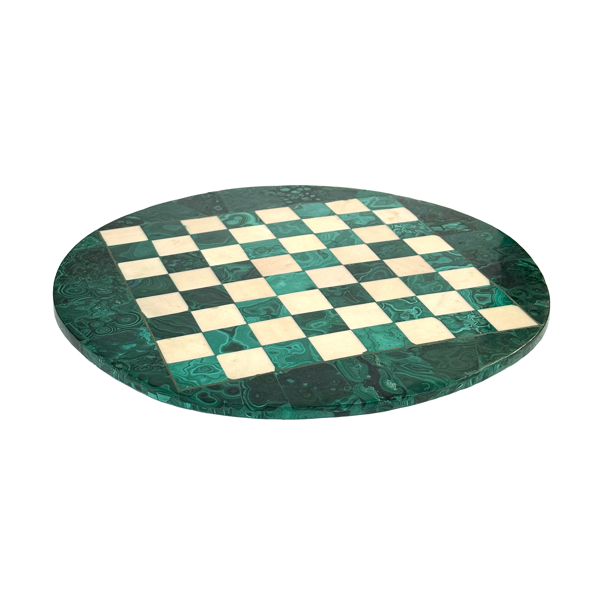 Round Malachite & Marble Chess Board