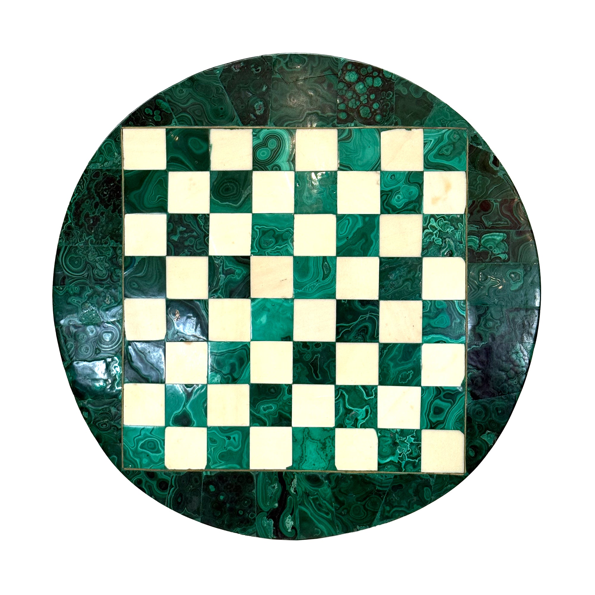 Round Malachite & Marble Chess Board