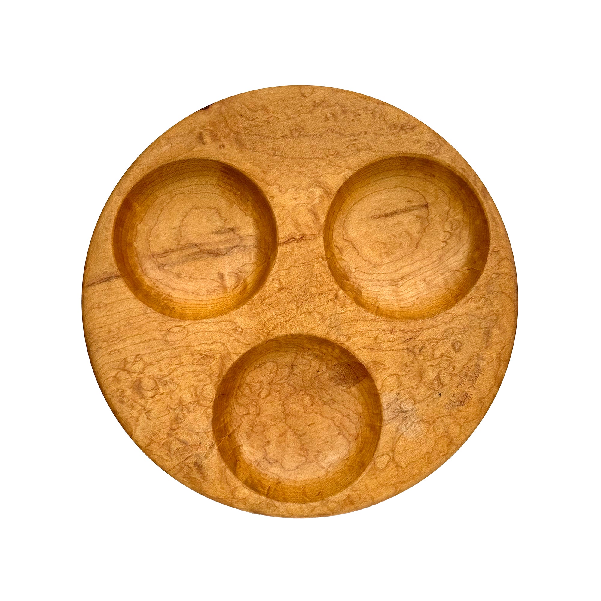 Round Maple 3-Bin Catch-All