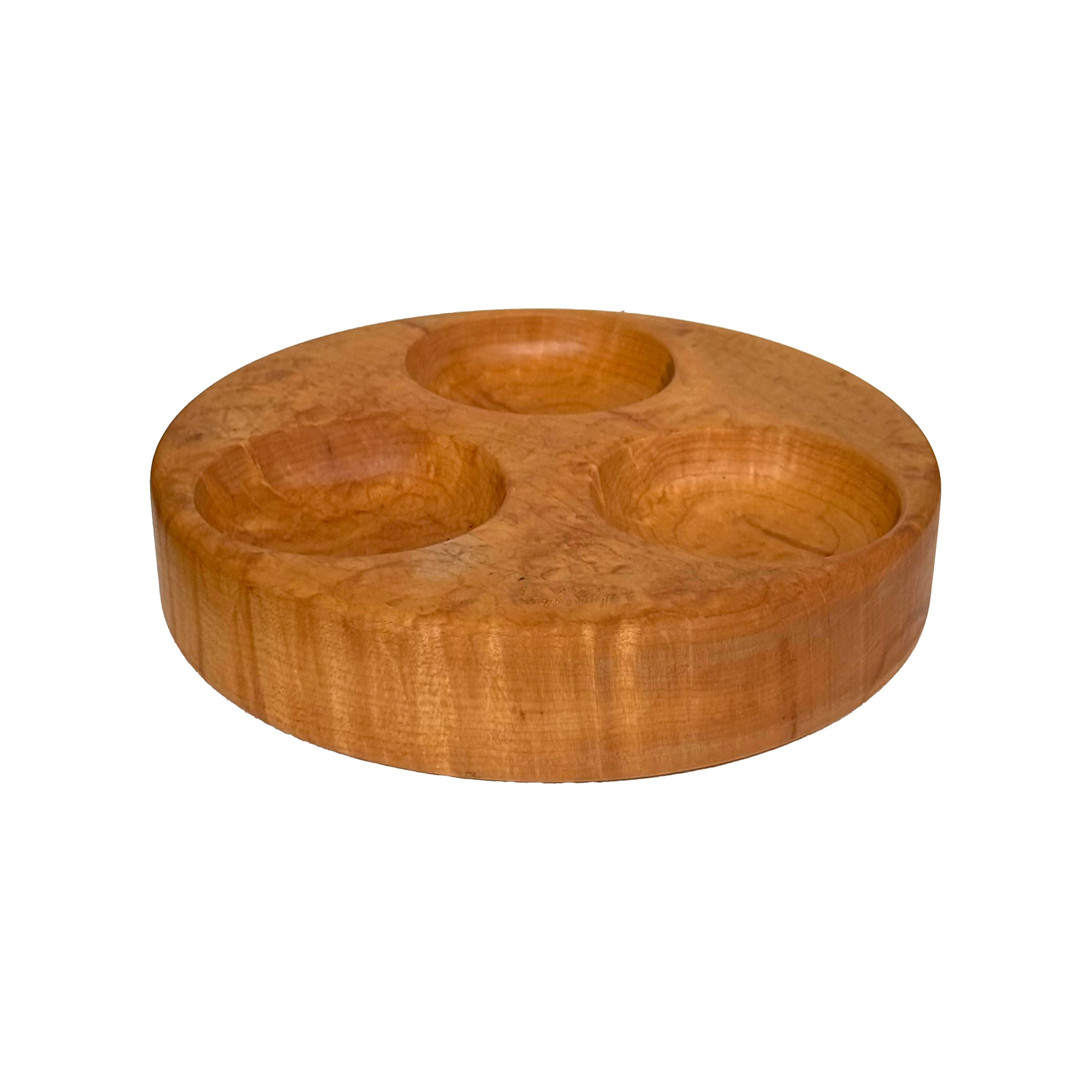 Round Maple 3-Bin Catch-All