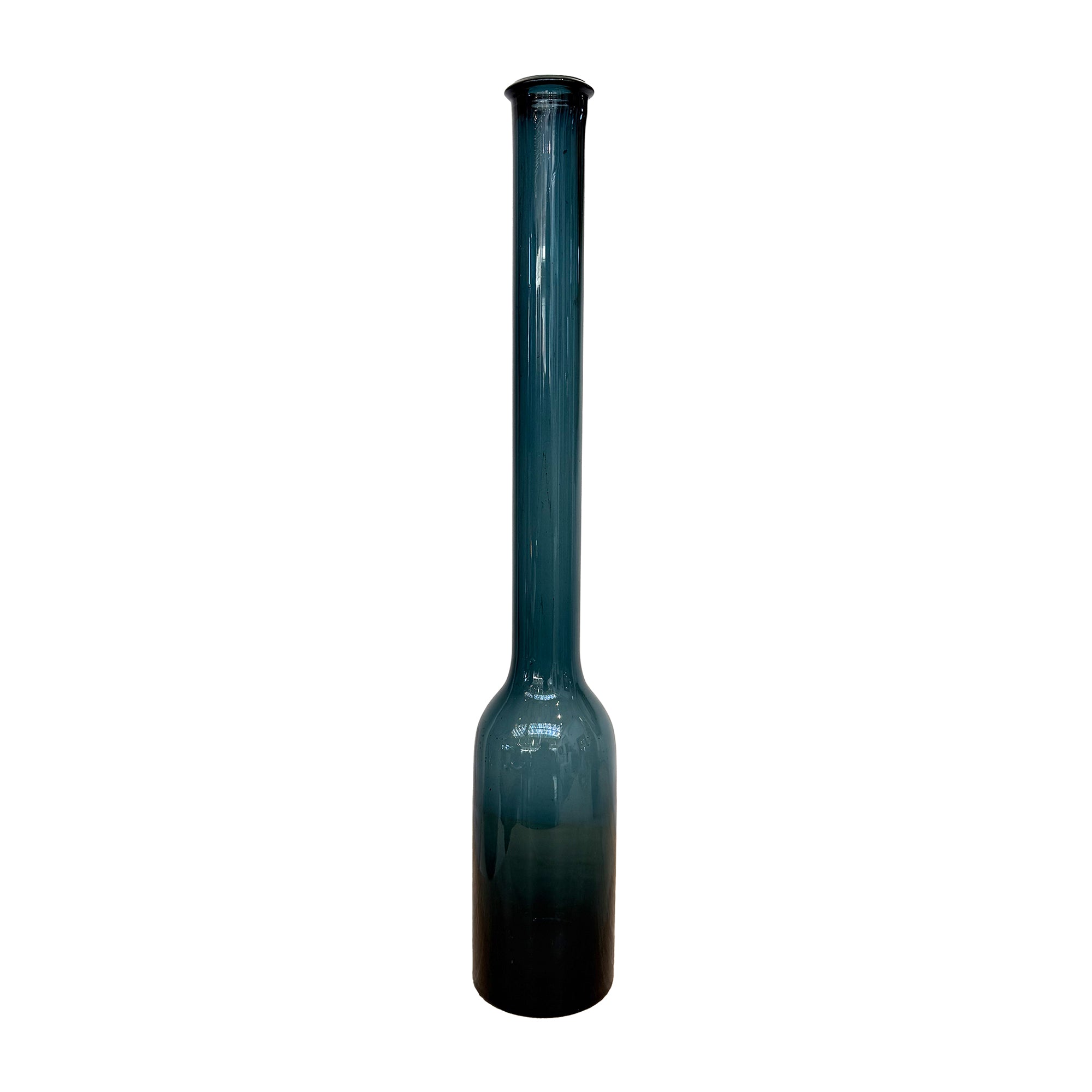 Scandinavian Blue Glass Long Neck Vase