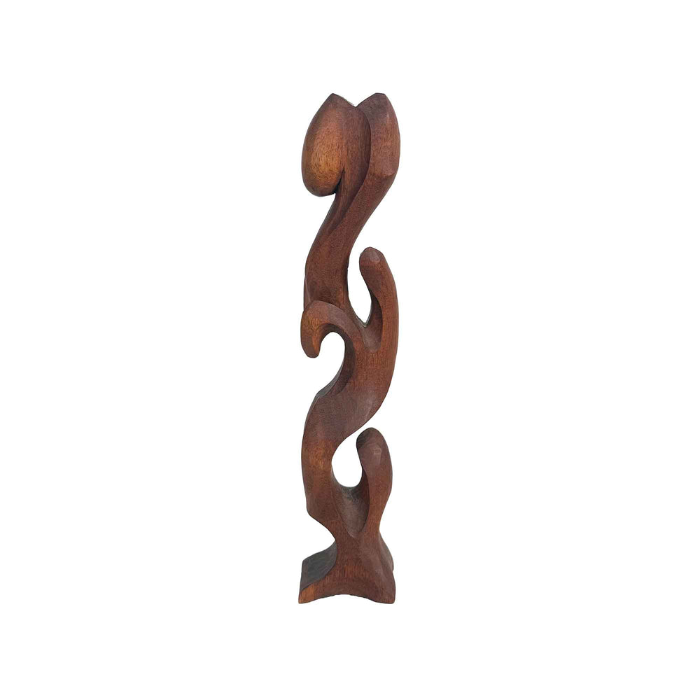 Sculptural Carved Wood Stylized Rose Candle Holder