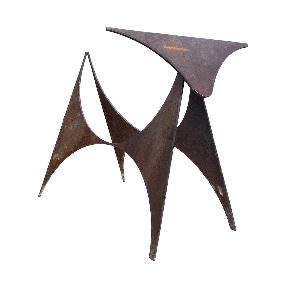 Sculptural Welded Steel Bull Log Holder in the Manner of Alexander Calder