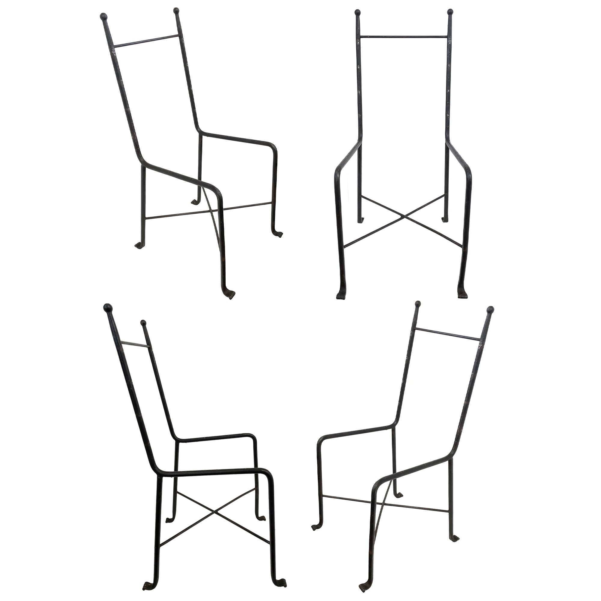 Set of 4 1940s Wrought Iron Dining Chair Frames