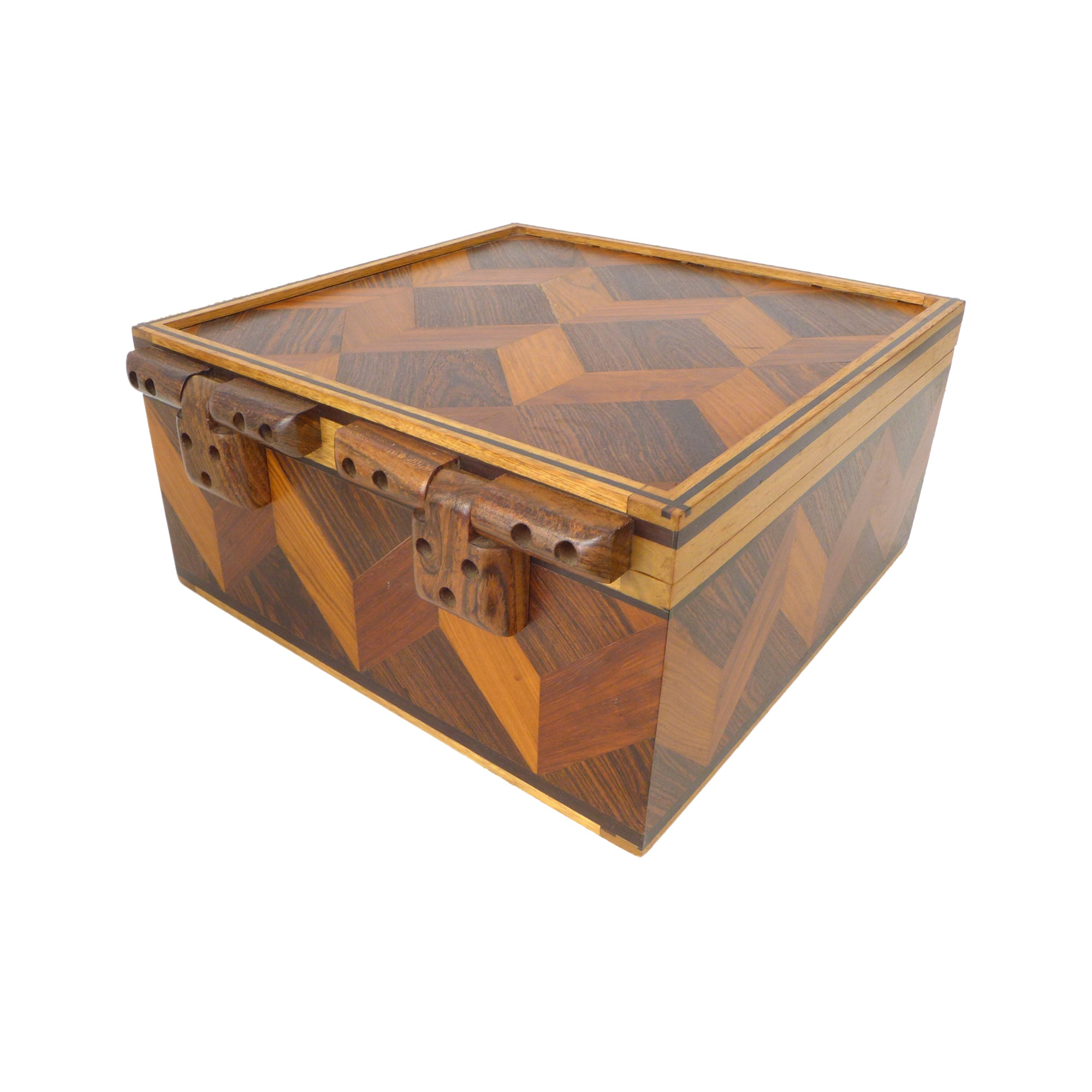 Large Wood Marquetry Hinge-Lidded Box by Don Shoemaker