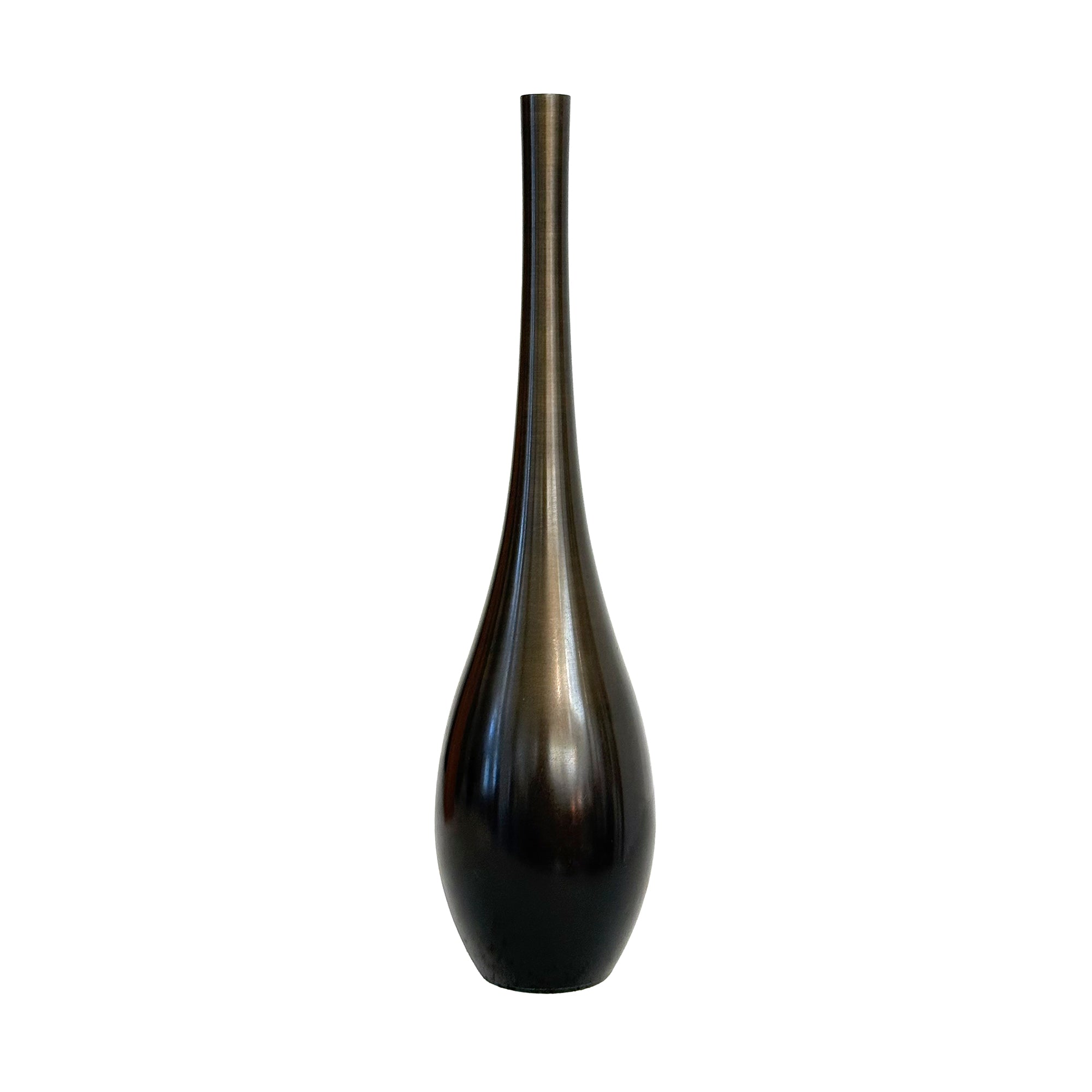 Slender Japanese Bronze Vase with Applied Patina