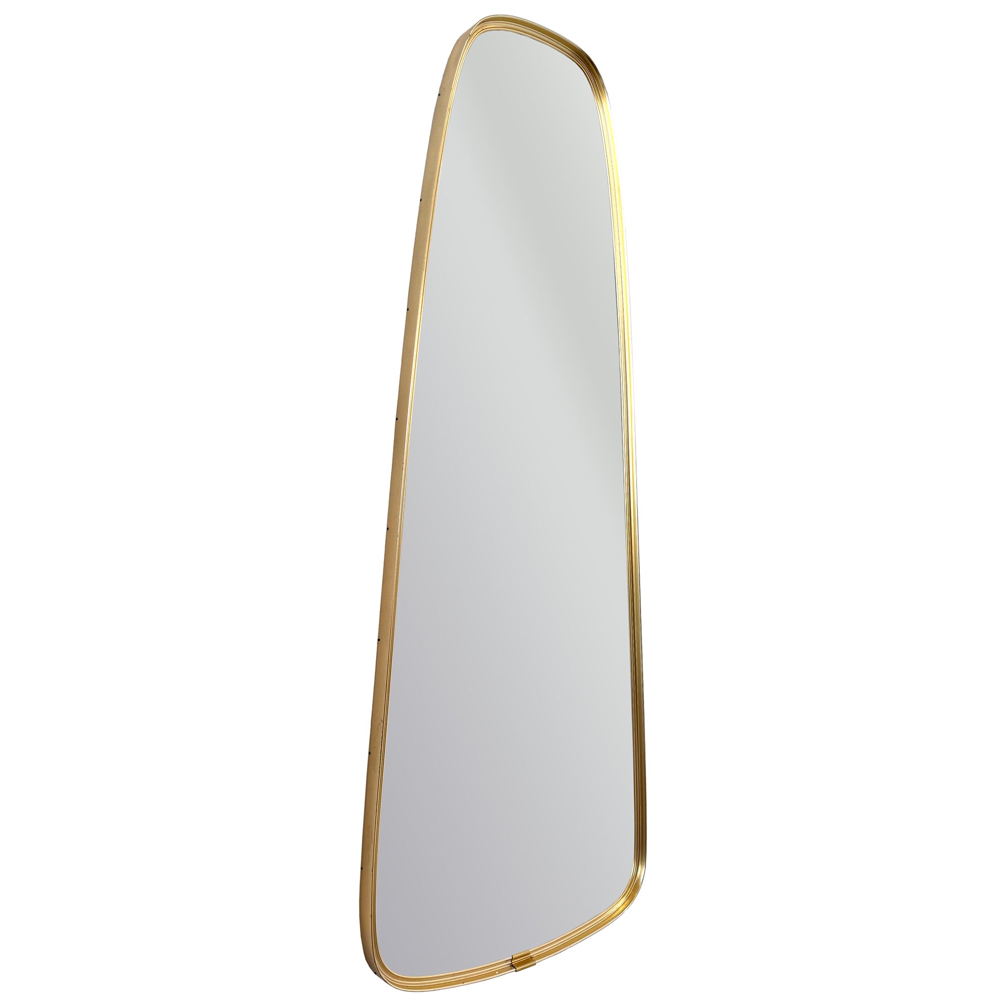 Slender Tapered Brass Frame Half-Length Mirror
