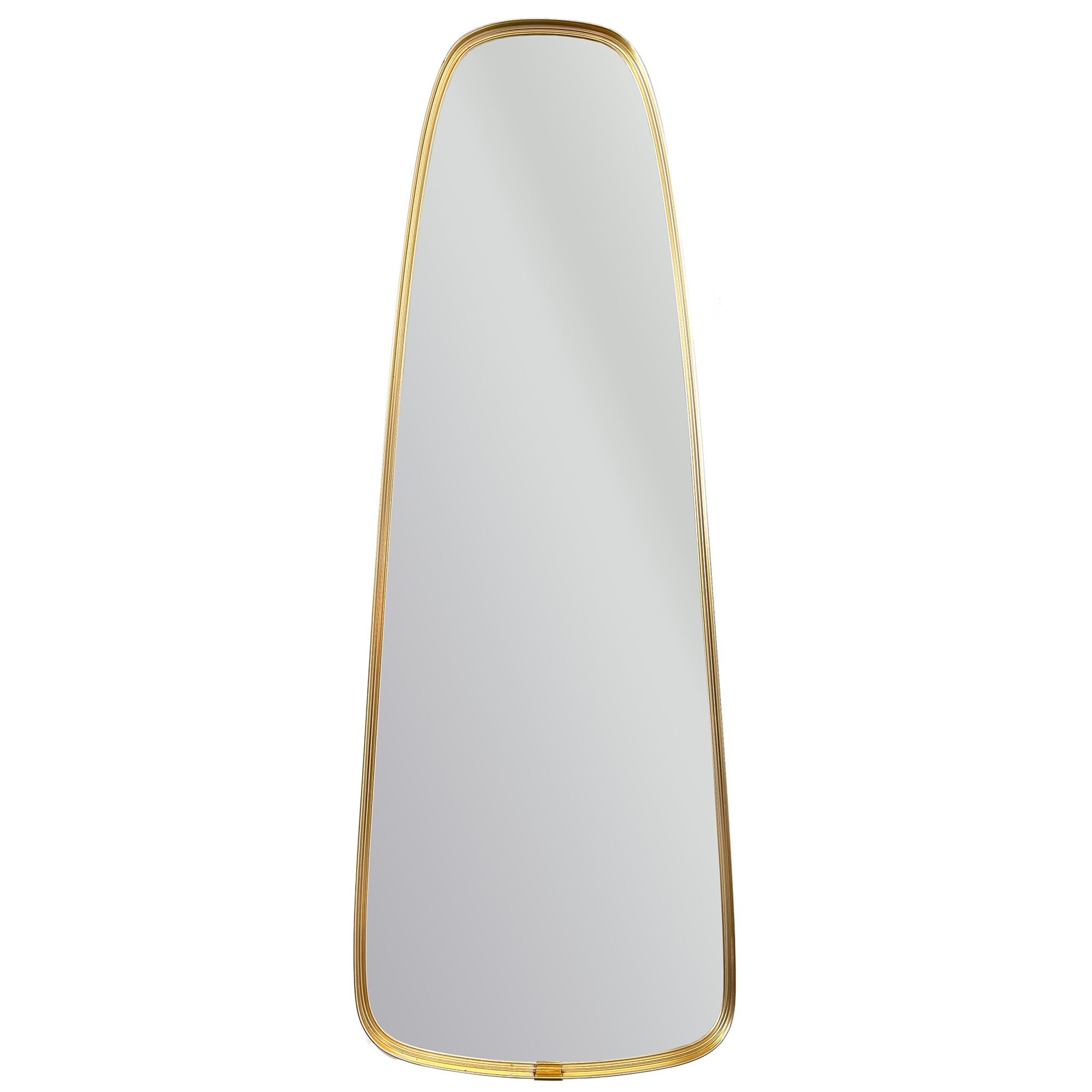Slender Tapered Brass Frame Half-Length Mirror
