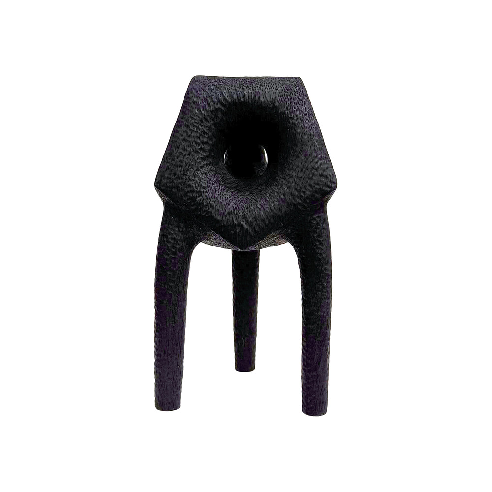 Small Abstract Carved Wood Sculpture with Shou Sugi Ban Finish by Aleph Geddis