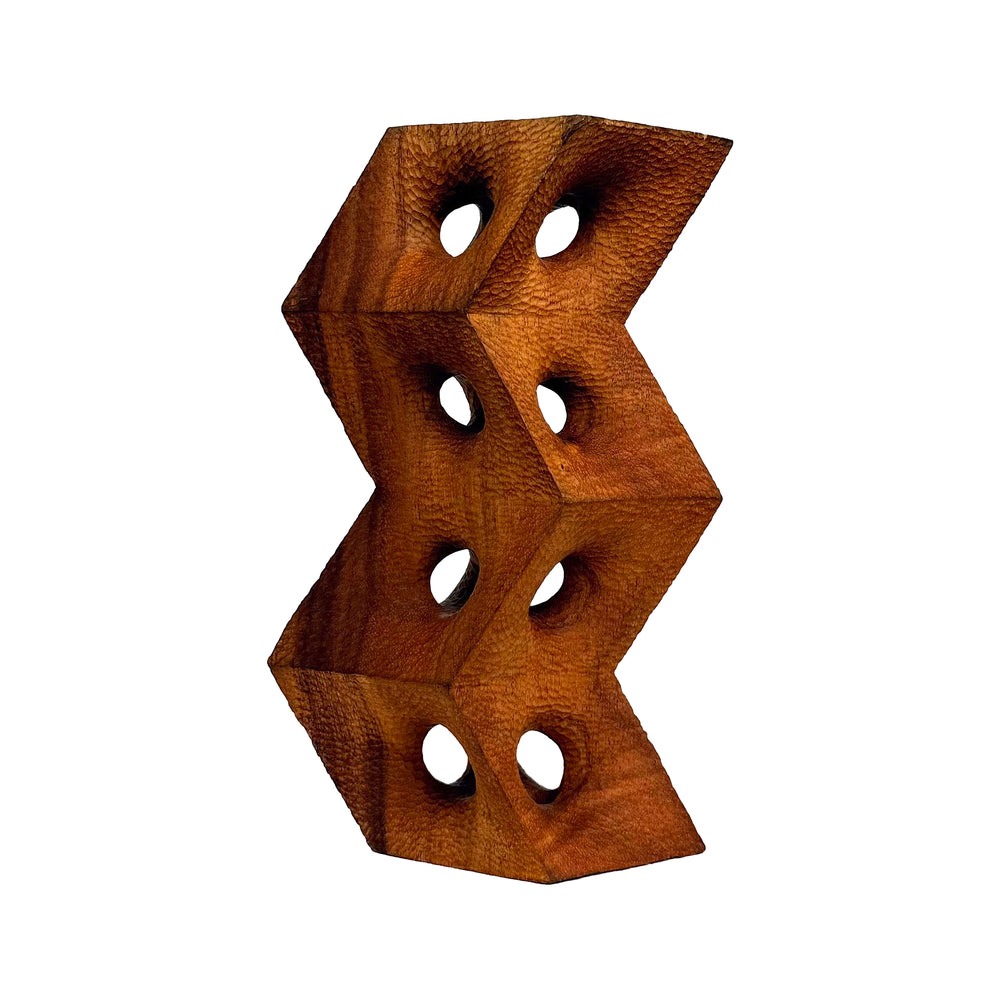 Small Carved Wood Geometric Sculpture by Aleph Geddis