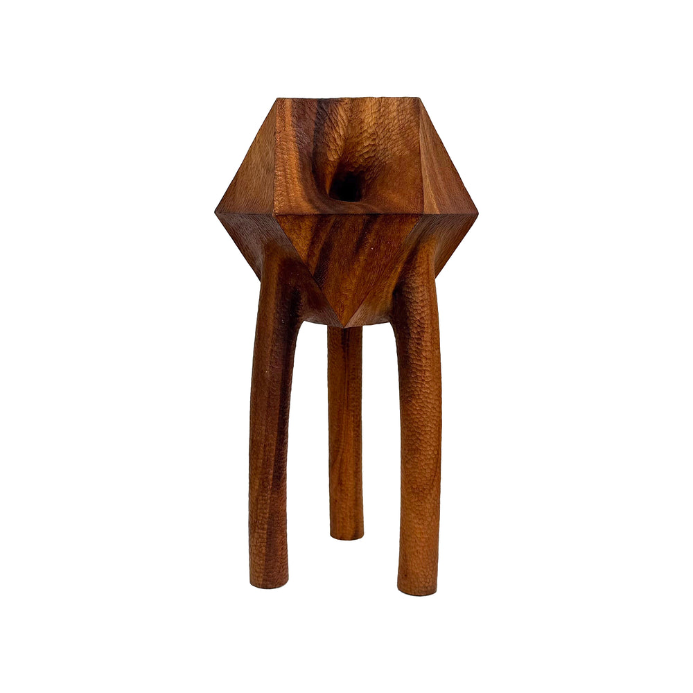 Small Carved Wood Geometric Sculpture by Aleph Geddis