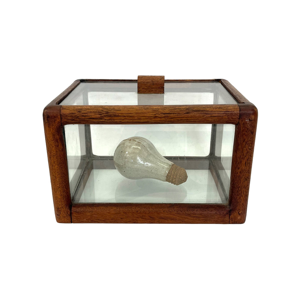 Small Studio Ceramic Lightbulb in Wood & Glass Vitrine