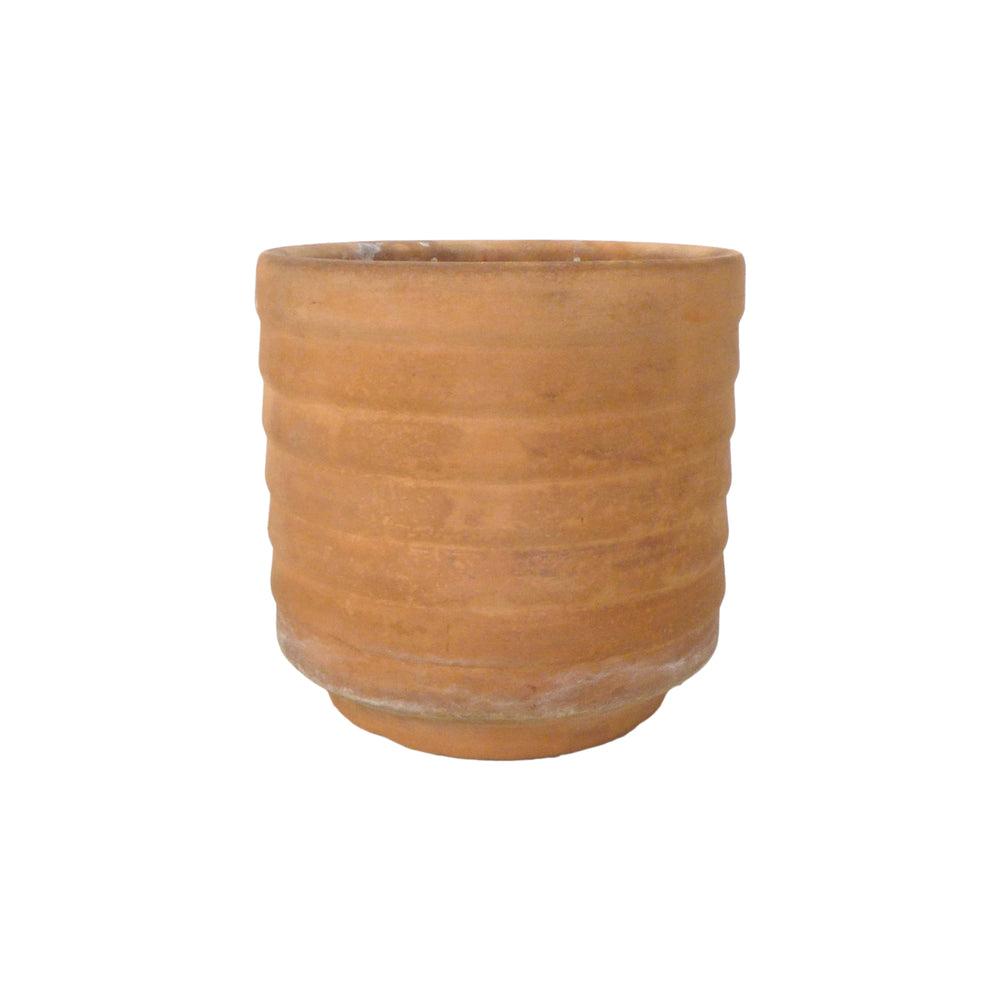 Small Faceted Terra Cotta Planter or Vase