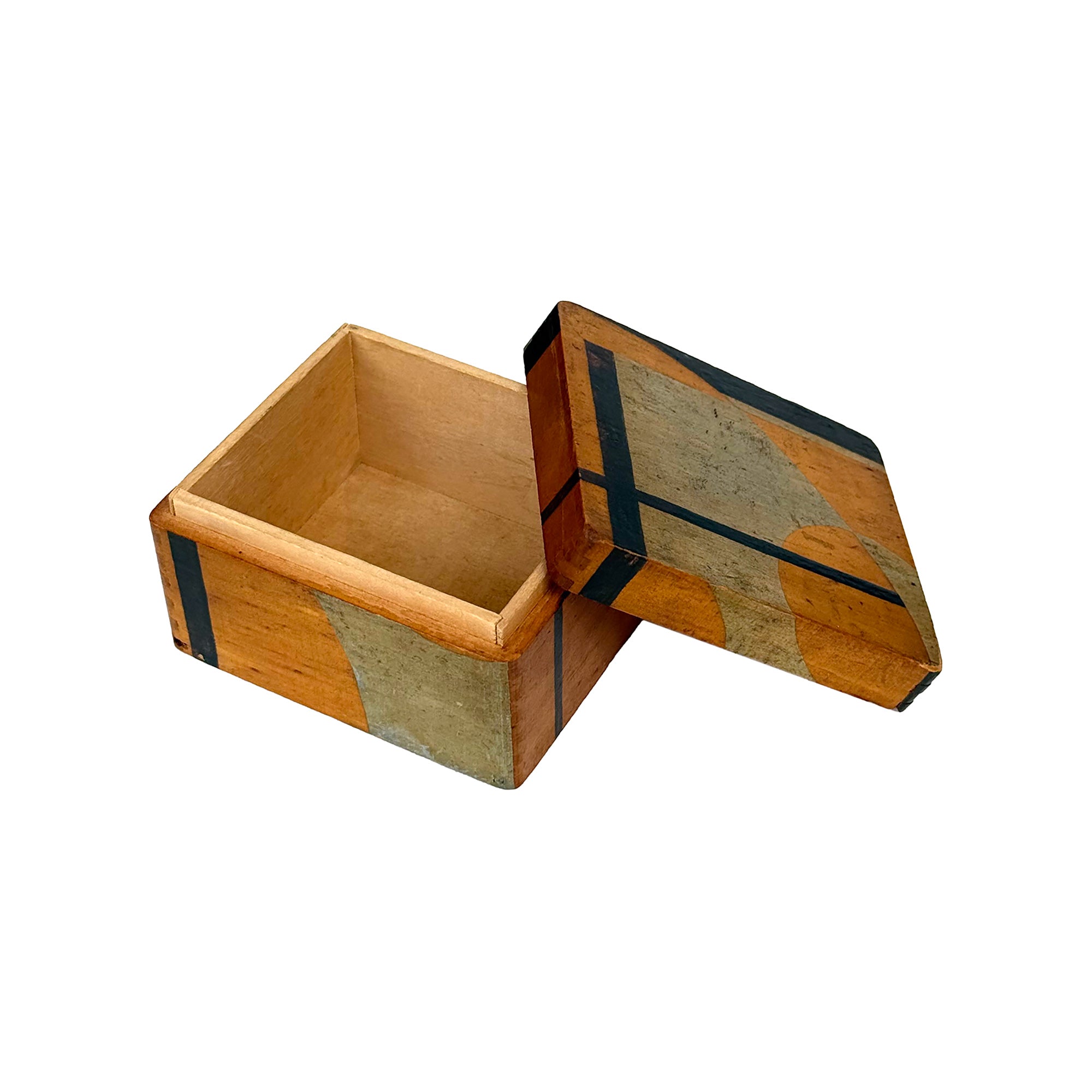 Small Japanese Wood Box with Art Deco Deroration