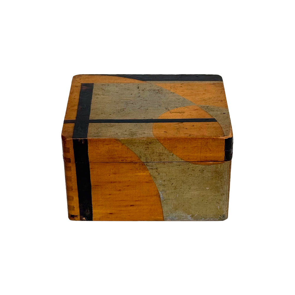 Small Japanese Wood Box with Art Deco Deroration