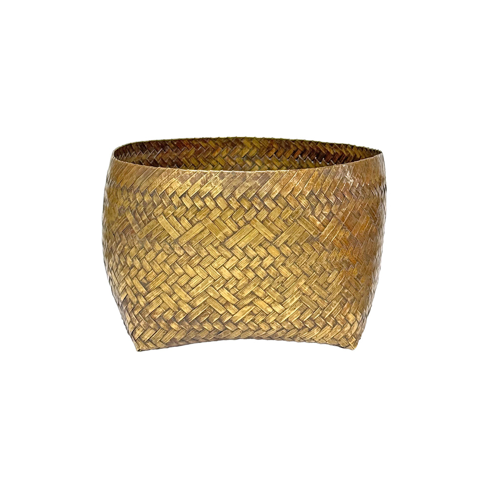 Small Woven Brass Basket Catch-All