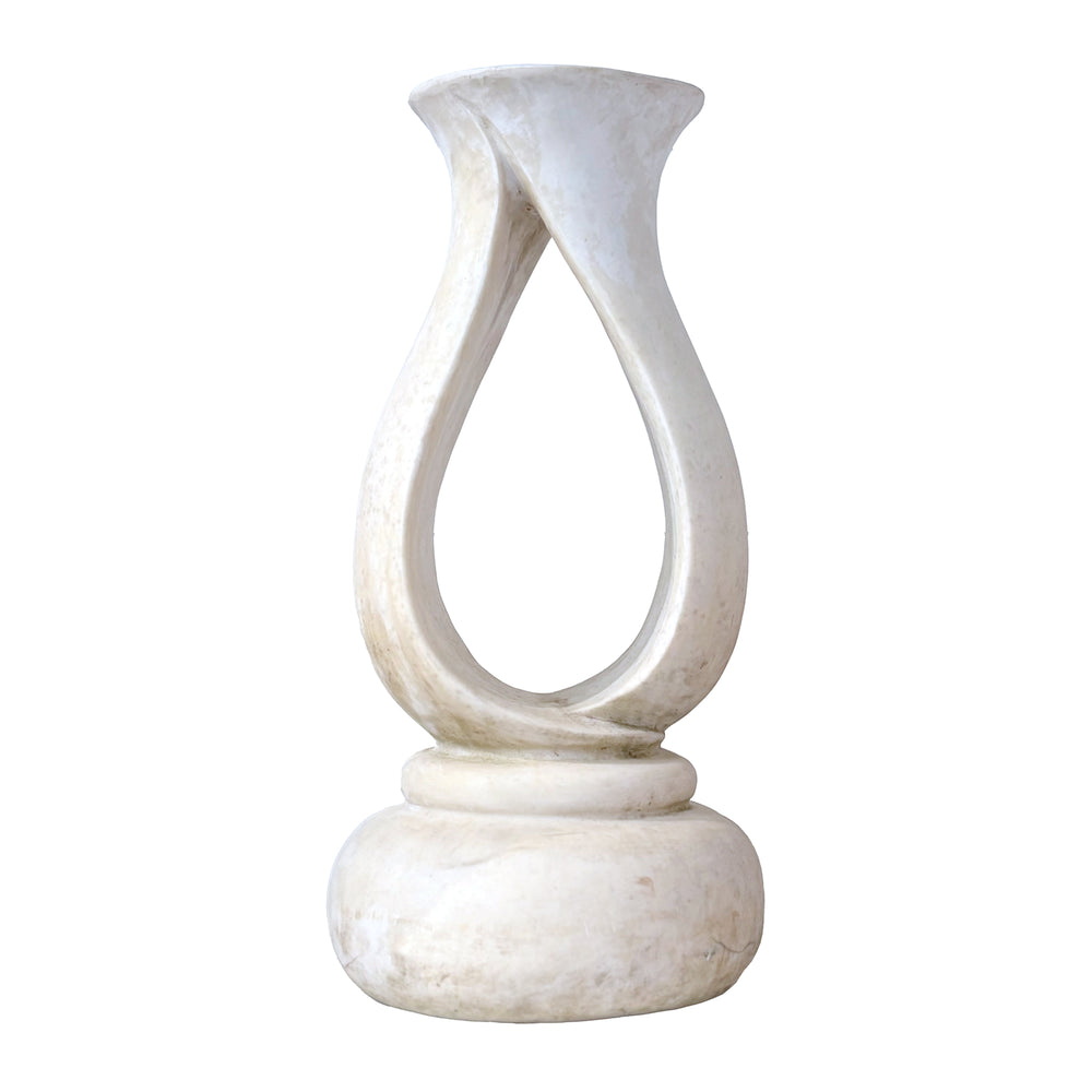 Spiraling Hand-Carved Marble Plant Stand