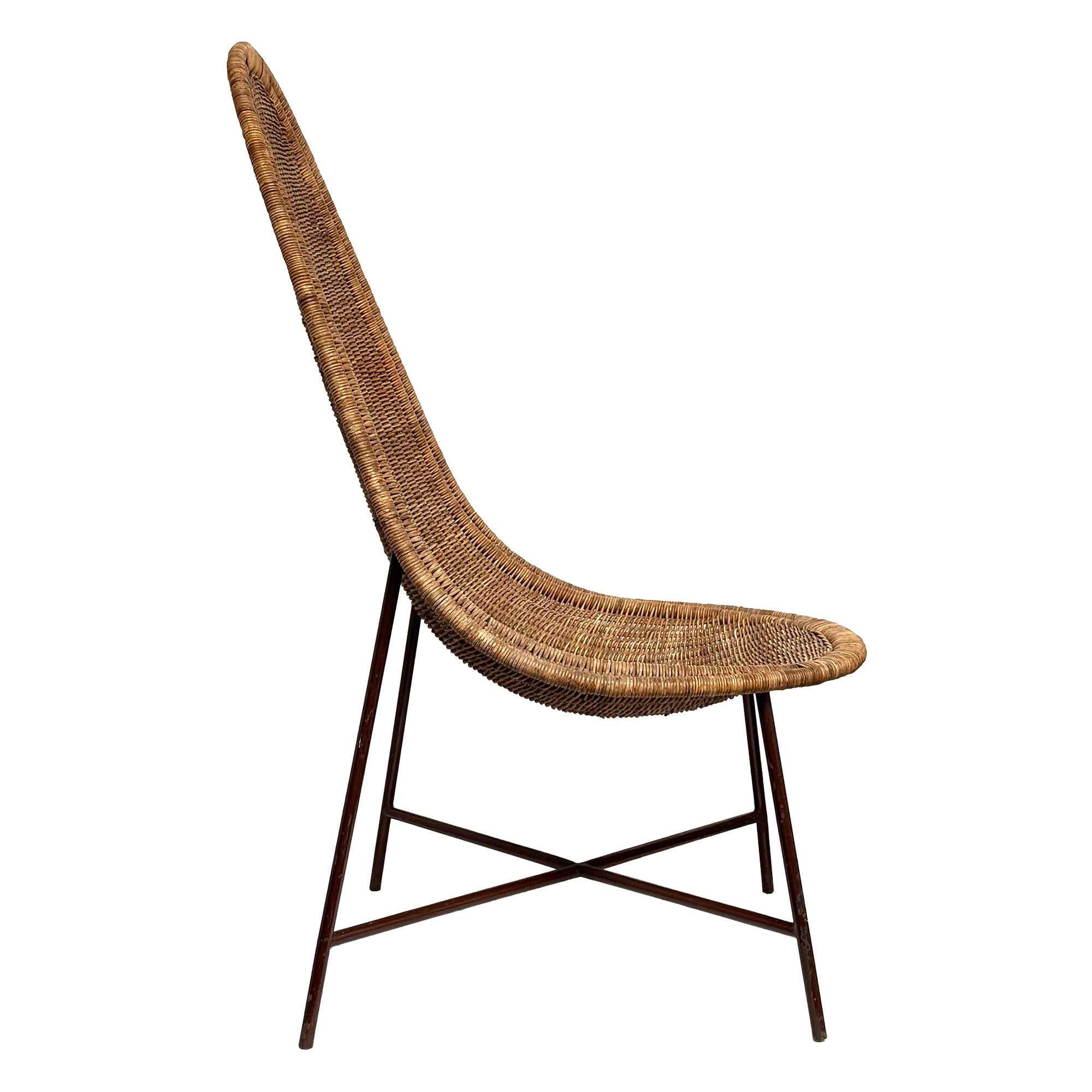Stora Kraal Rattan & Iron Lounge Chair by Kerstin Hörlin-Holmquist