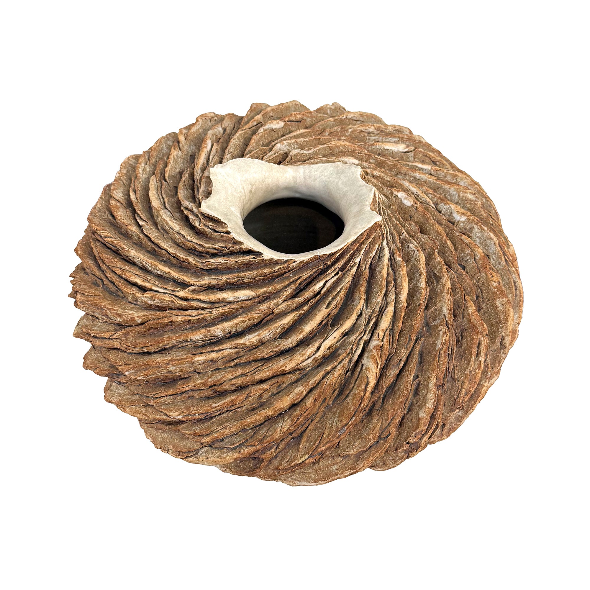 Studio Ceramic Carved Spiraling Vase by Ann Goldman