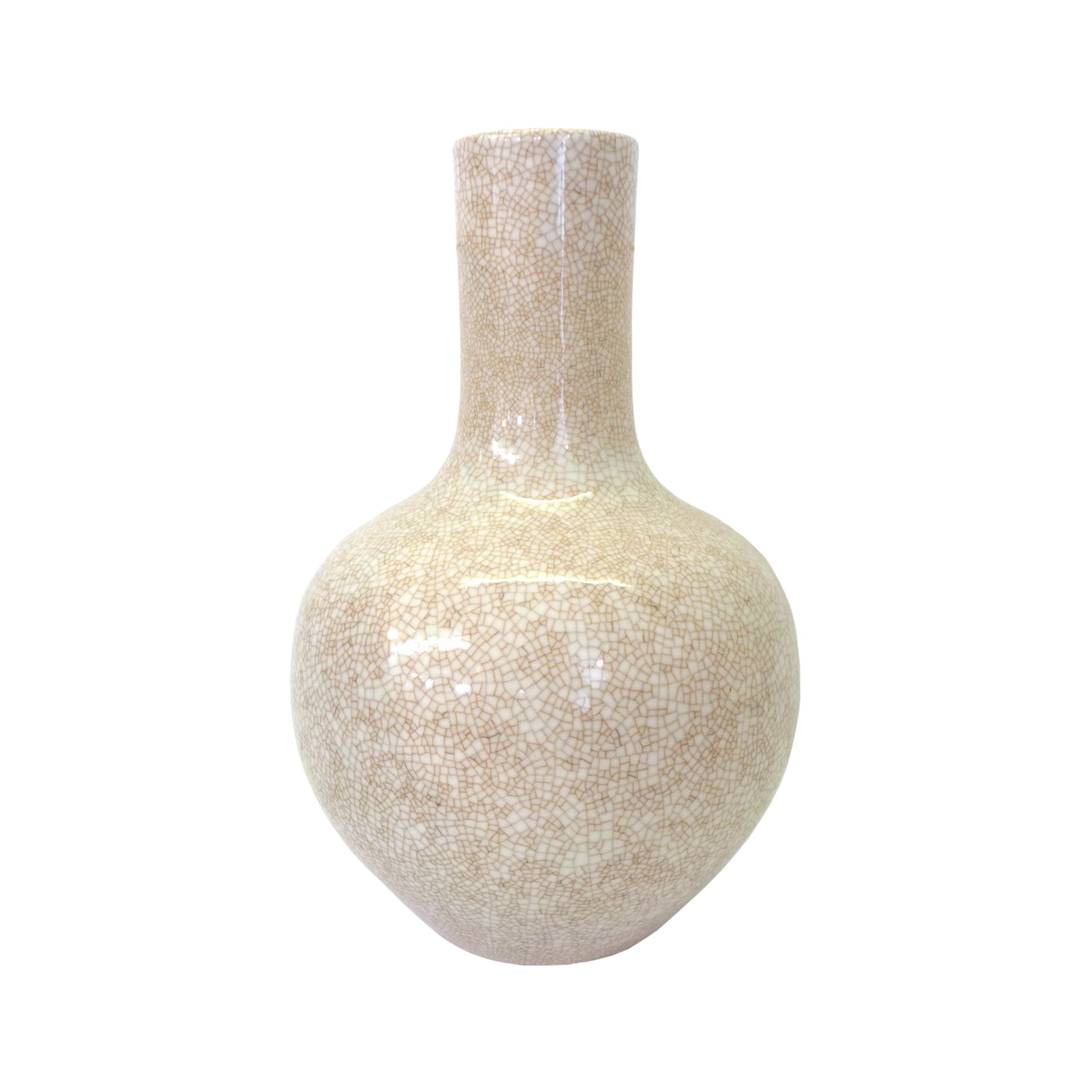 Studio Ceramic Crackle-Glaze Spouted Vase