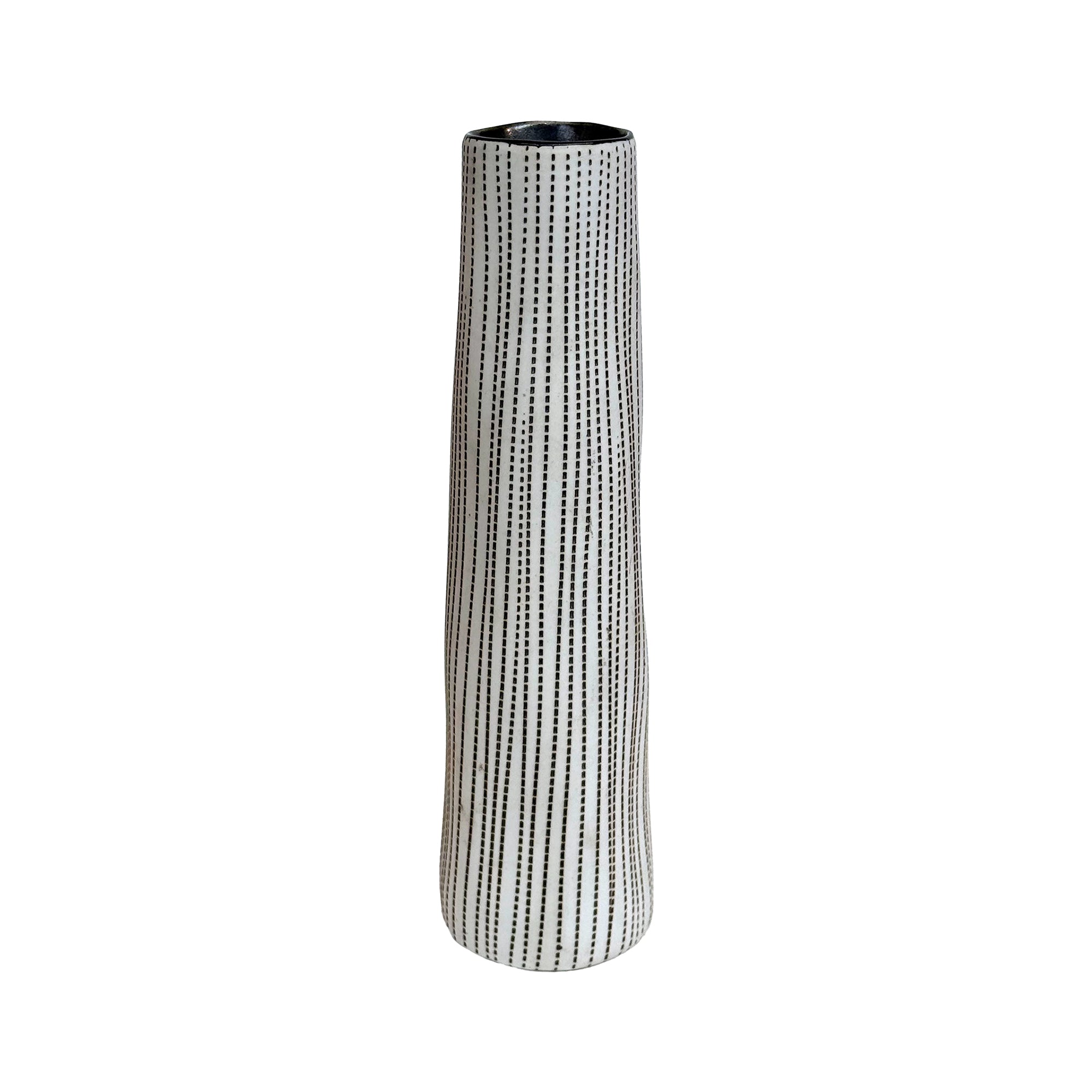 Studio Ceramic Cylindrical Vase with Dotted Stripes