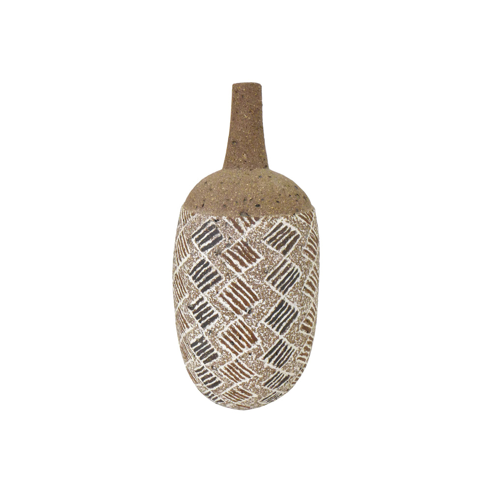Studio Ceramic Graphically-Glazed Bud Vase
