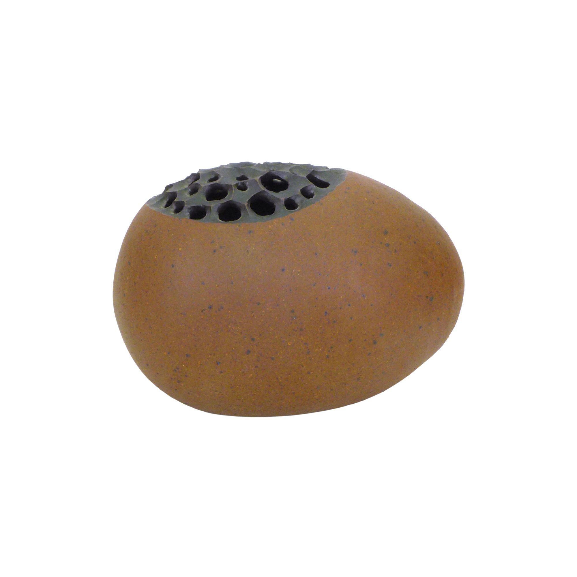 Studio Ceramic Ovoid Bud Vase with Multiple Carved Openings The Window