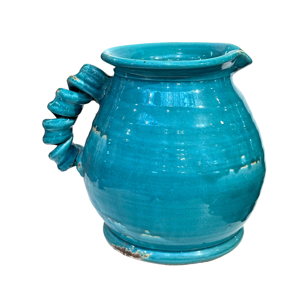 Studio Ceramic "Pitcher" Planter Vase with Twisted Handle