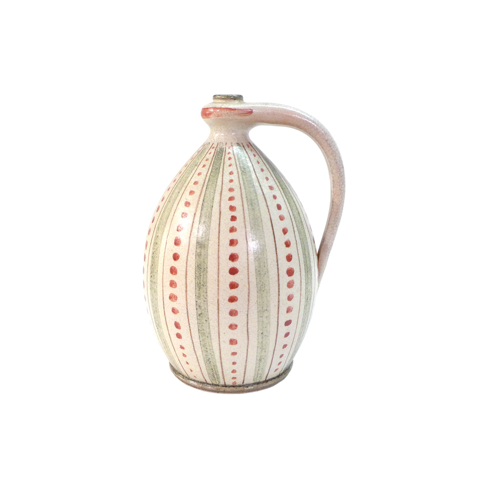 Studio Ceramic Striped & Specked Single-Handle "Vessel" Bud Vase