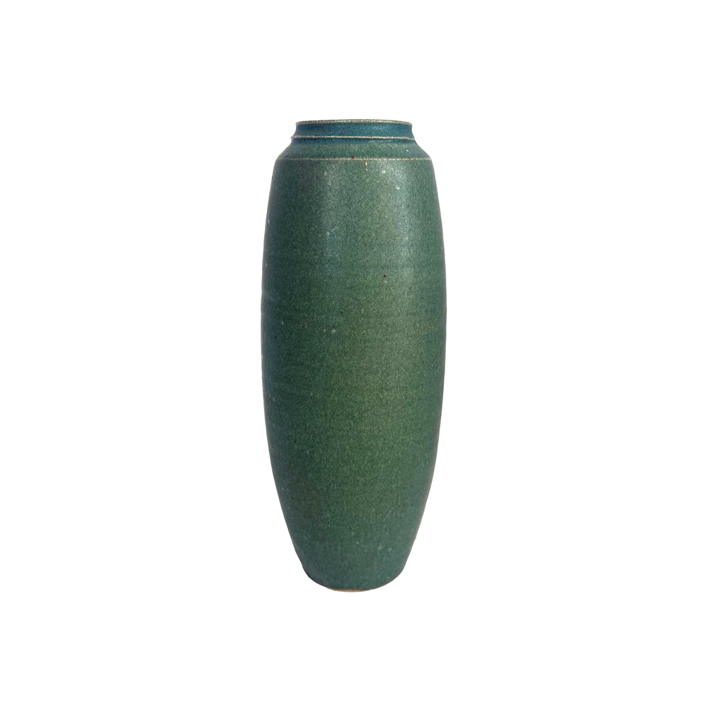 Studio Ceramic Vase with Matte Green Glaze