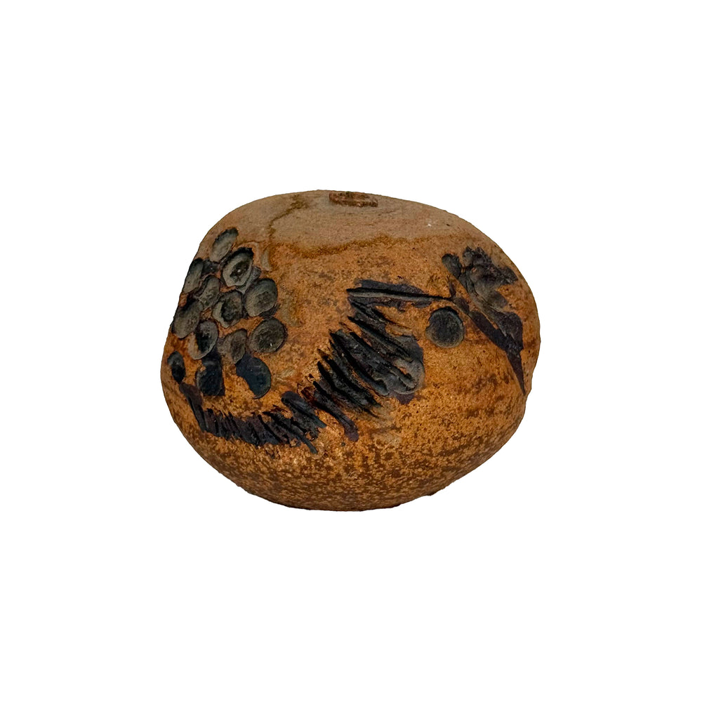 Studio Ceramic Weedpot With Abstract Impressed Decoration