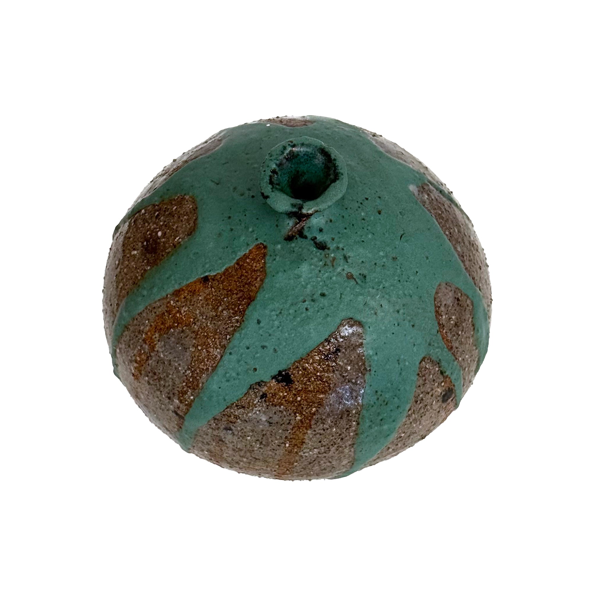 Studio Ceramic Weedpot with Turquoise Drip Glaze