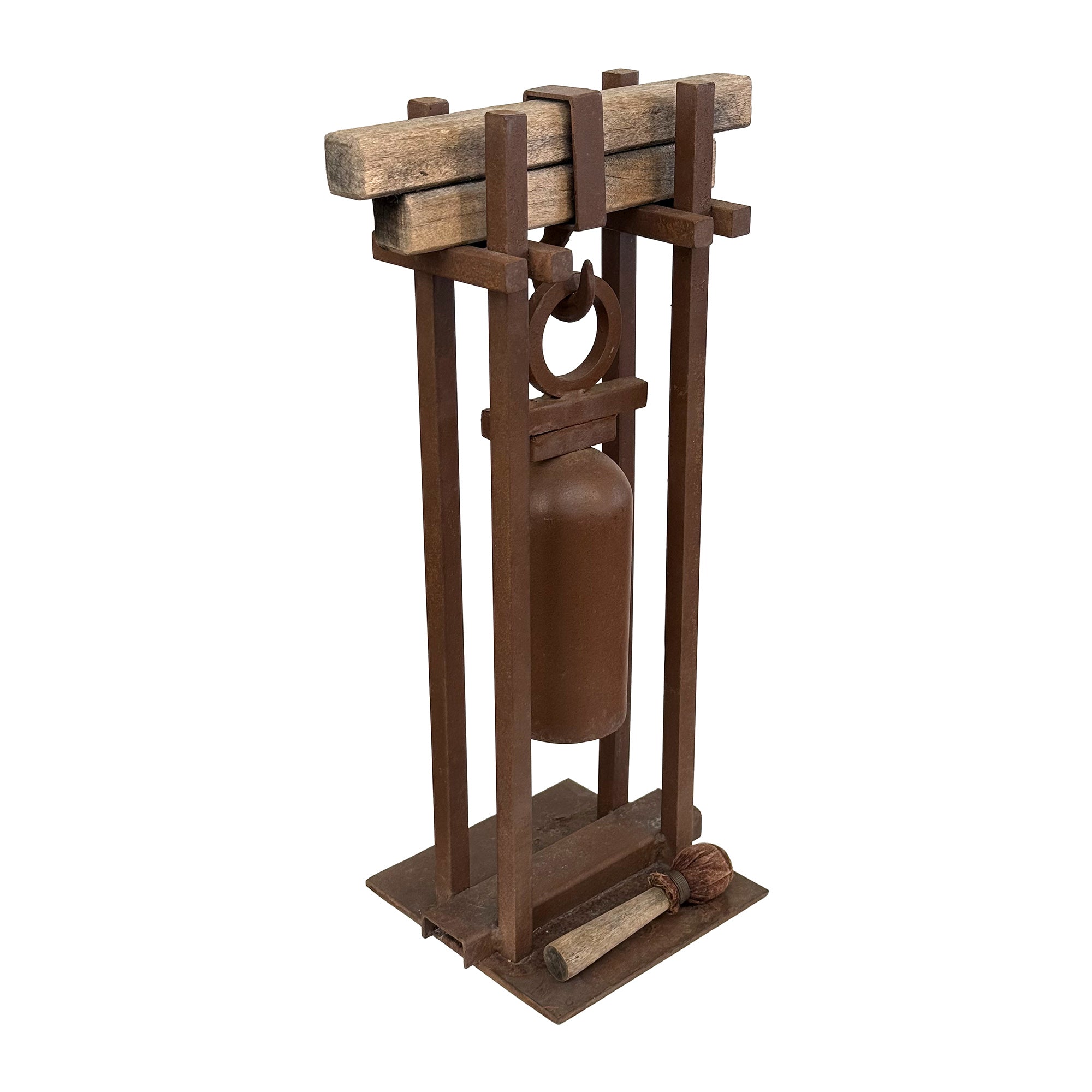 Table Top Steel & Wood Bell with Mallet by Tom Torrens