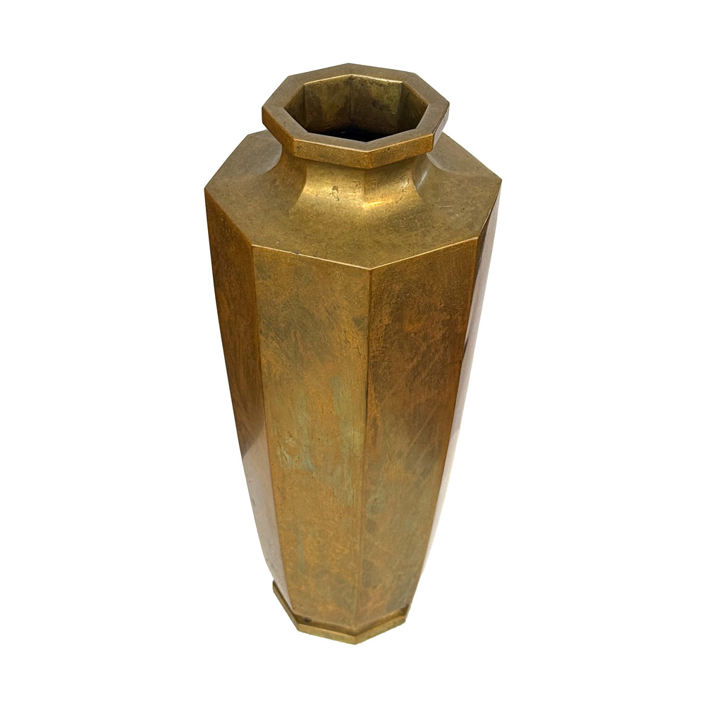 Tall Faceted Brass Vase