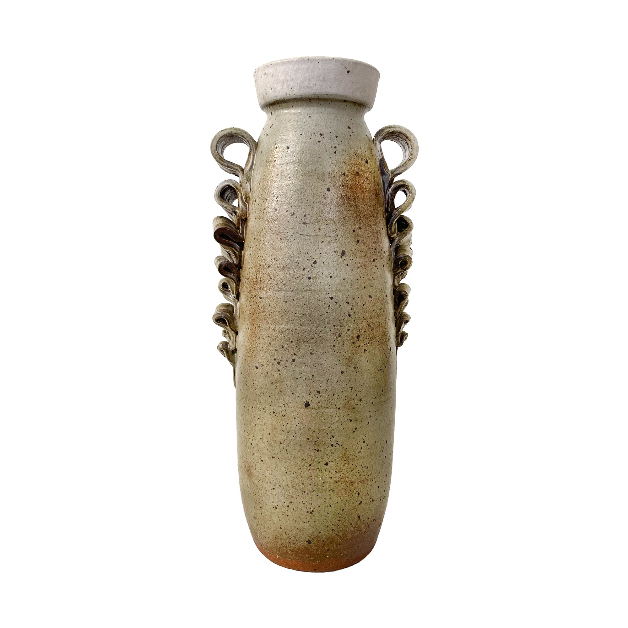 Tall Studio Ceramic Vase with Looping Ribbon Handles