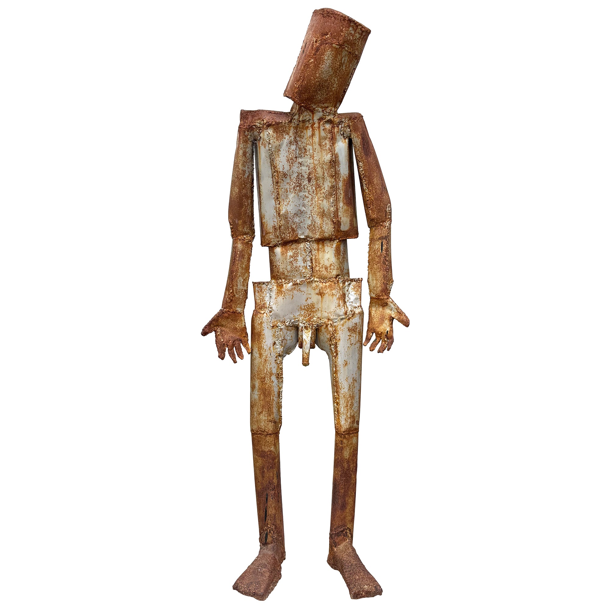 Tall Welded Steel Nude Male Sculpture