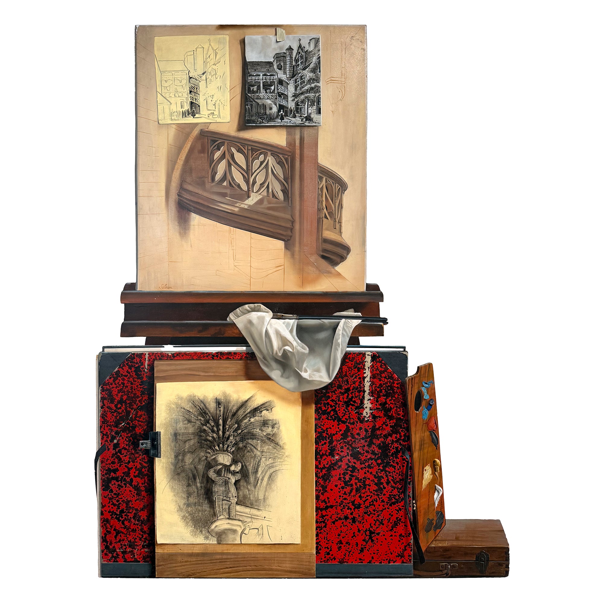 Trompe L'Oeil Shaped Canvas "Painting Study" Painting
