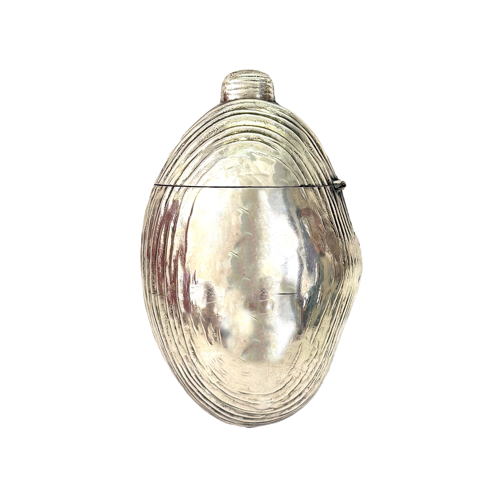 Turn of the Century Silverplate Clam Shell Flask by A. Wallace & Sons