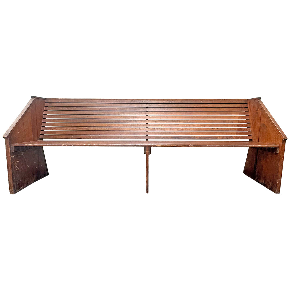 Long Usonian-Style Wood Slat Bench